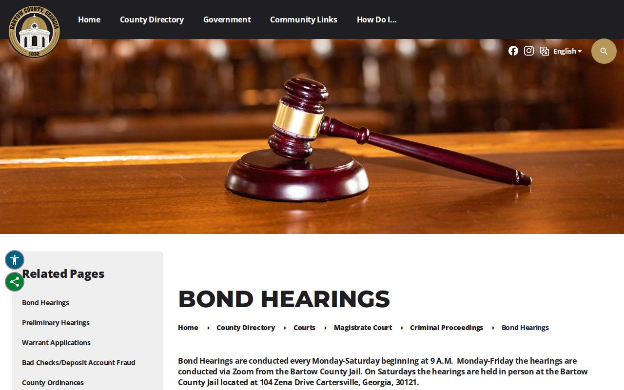 Bartow County 72-hour release and bond-hearing timing source